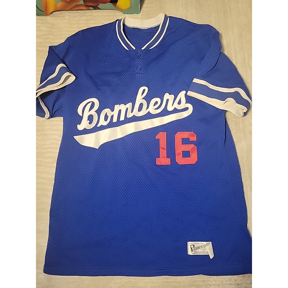 Vintage Powers Baseball Jersey Bombers #16 Mens Size Large Adult Obright